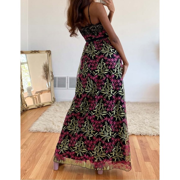 Lulus Divine Delight Floral Embroidered Maxi Dress In Black Multi Size Small - Picture 2 of 11